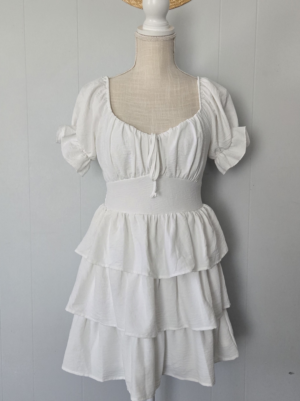 Inspired Hearts White Dress with Sweetheart Neckline
